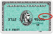 CVV2 location on American Express card front